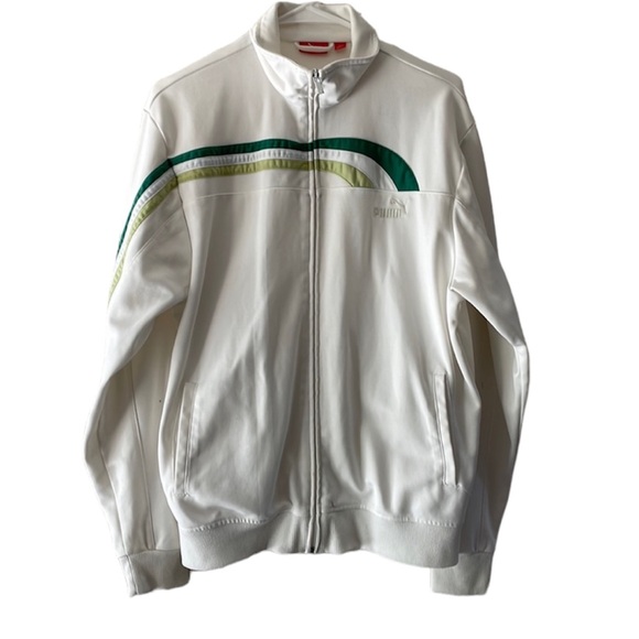 Puma Other - Puma white & green/lime green striped track jacket
